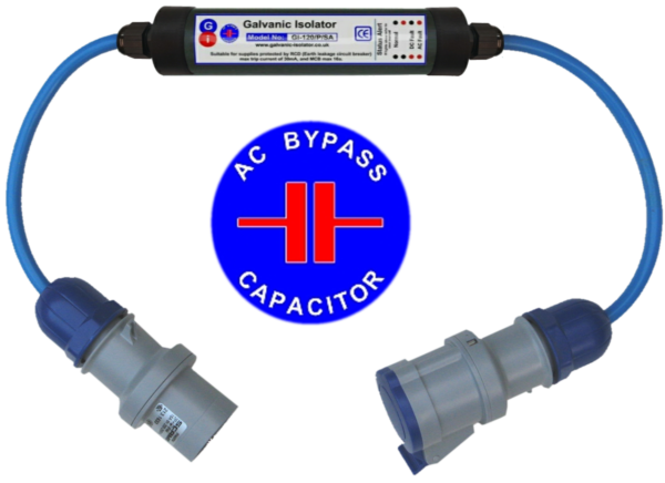 galvanic isolator with ac bypass capacitor