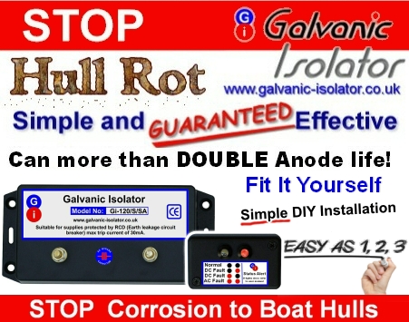 hull corrosion stopped with galvanic isolator